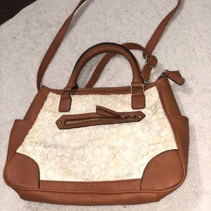 Brown purse with Cream Lace